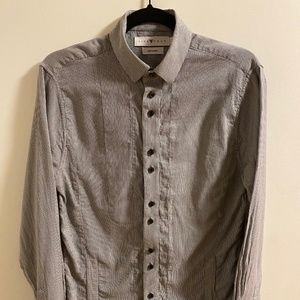 Five Four Grey Stripe Casual Dress Shirt Size S